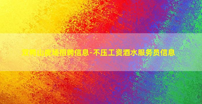 双鸭山夜场招聘信息-不压工资酒水服务员信息